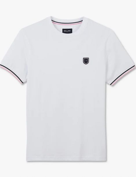 T-shirt uni blanc Eden Park à détails tricolores